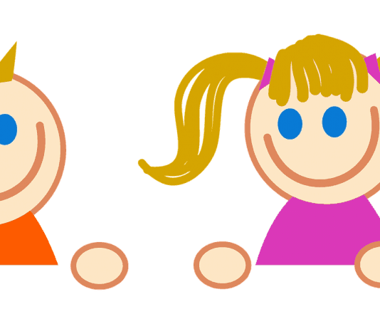 Junge Menschen brauchen Perspektiven für ein modernes Leben mit Kindern. Junge Cartoon Kinder Comic Weiblich Mädchen