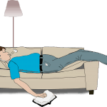 Mann Sofa Schlafen Buch Halten Schnarchen Geck