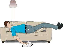 Mann Sofa Schlafen Buch Halten Schnarchen Geck