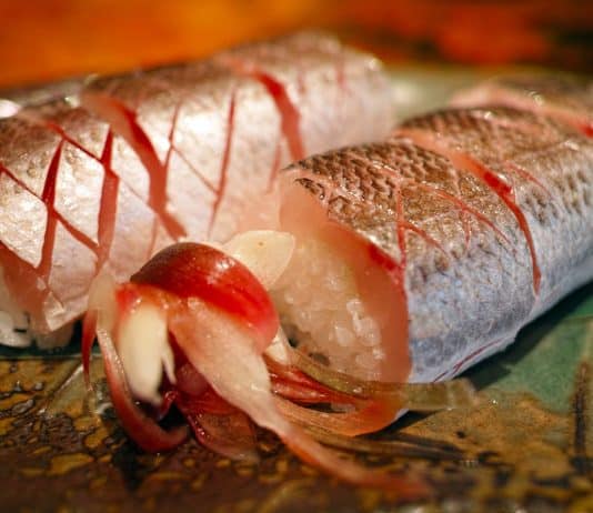 Sonne und Fisch für die Großen Japanisches Essen Japan-Essen Restaurant Taverne