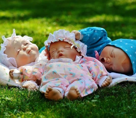 Babies Drei Schlafen Augen Zu Friedlich Niedlich