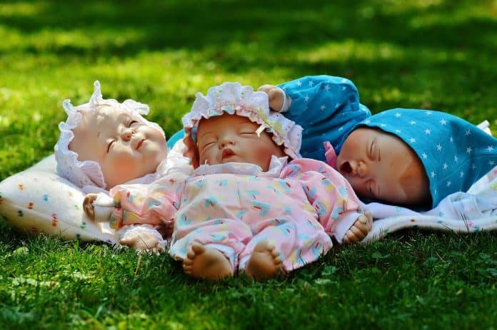 Babies Drei Schlafen Augen Zu Friedlich Niedlich