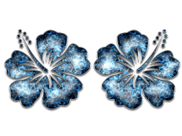 Dekor Ornament Blau Schmuck Blume Hibiskus Silber