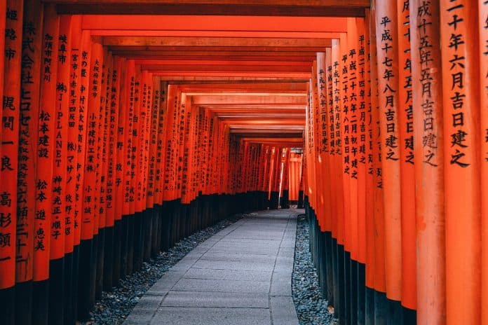 Architektur Japan Kyoto Pfad Shinto Tempel Rot