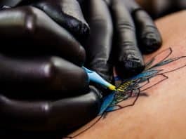 tattoo-künstler tatoo zeichnung lotosblume