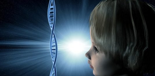 Dna Zukunft Frau Mädchen Gesicht Künstlich Mensch