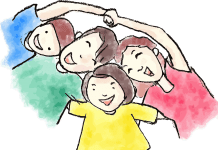 Heute ist der Internationale Tag der Familie Junge Kinder Comic-Figuren Vater Tochter Zeichnung