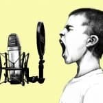 Junge Mikrofon Schrei Kinder Singen Männlich