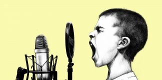Junge Mikrofon Schrei Kinder Singen Männlich