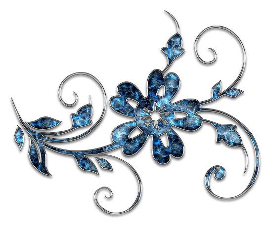 Dekor Ornament Schmuck Blume Blau Silber