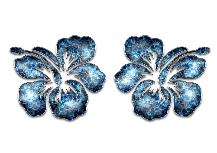 Dekor Ornament Blau Schmuck Blume Hibiskus Silber