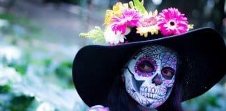 Tag Der Toten Bunte Schminke Mexiko Tradition Frau