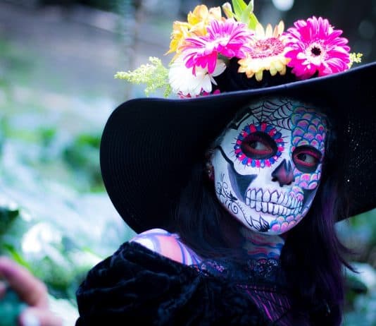 Tag Der Toten Bunte Schminke Mexiko Tradition Frau