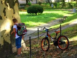 Kind Der Student Ranzen Junge Neugier Spaß