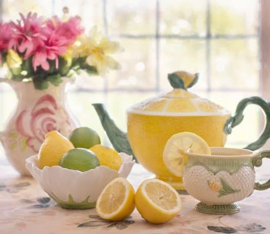 Tee Zitrone Getränke Limonade Stillleben Teekanne