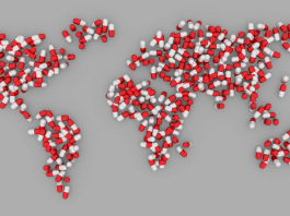 Welt Karte Pille Erde Gesundheitswesen Pharma