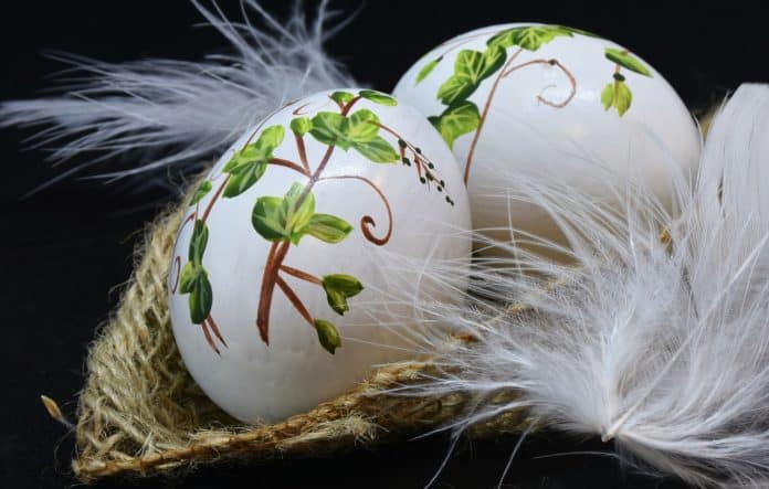 ostern feier eier ostereier bemalt feder