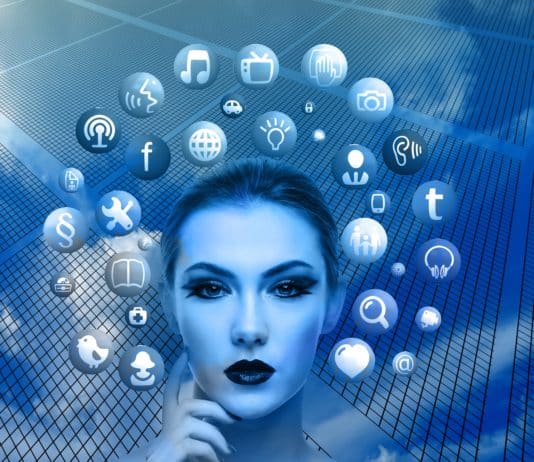 frau, gesicht, social media