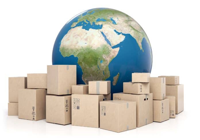 Dropshipping, welt, pakete, transport