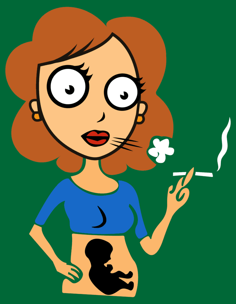 Rauchen während der Schwangerschaft, baby, karikatur, charakter