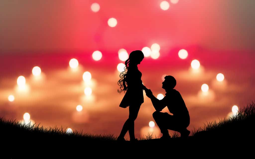 Heiratsantrag am Valentinstag, liebe, verliebt, vorschlag