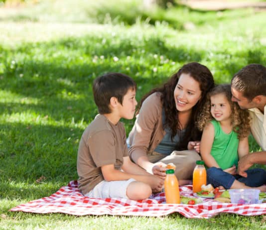 Family picnicking together